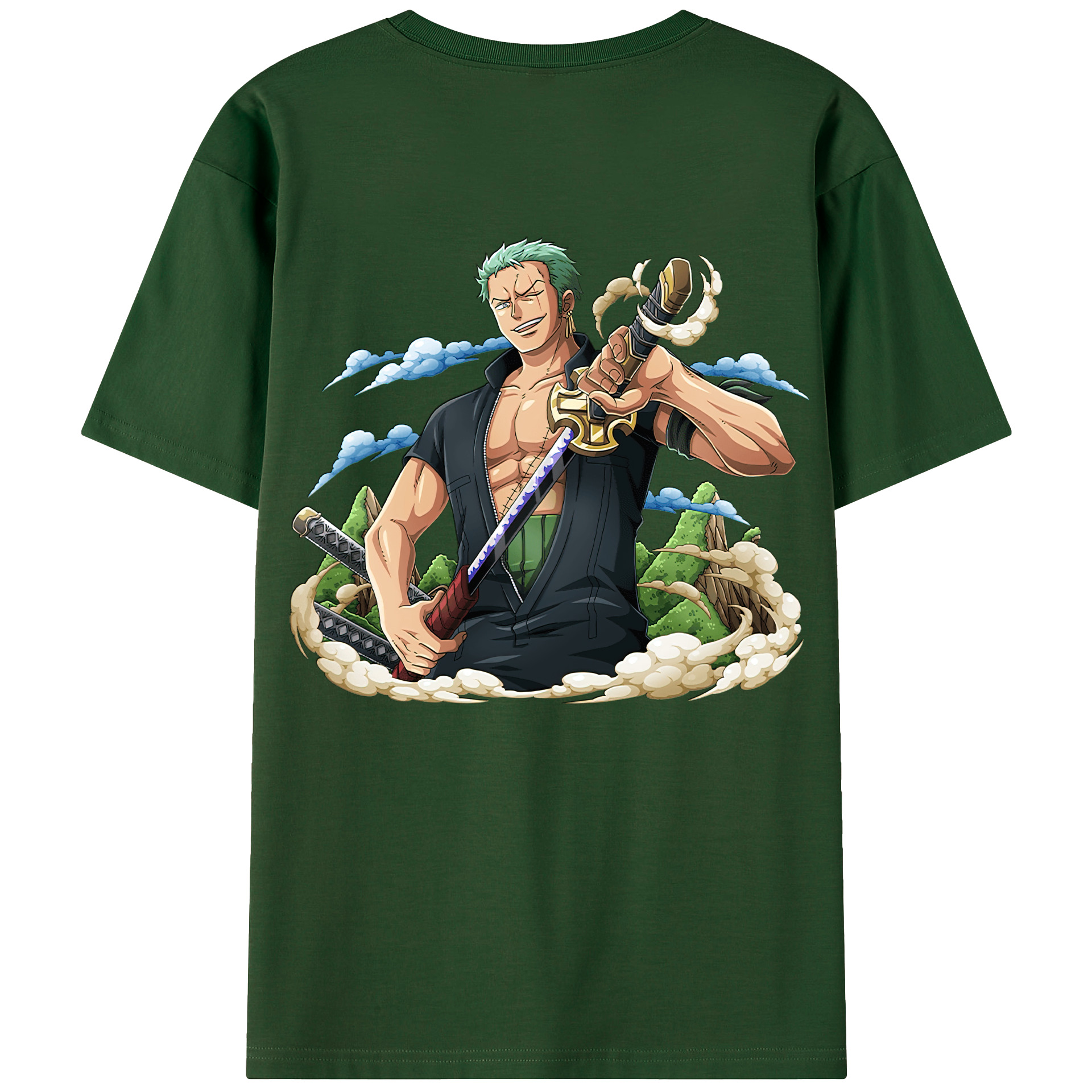 ワンピース ロロノア・ゾロ ONE PIECE Roronoa Zoro 綿100％半袖Tシャツ（背面プリント）